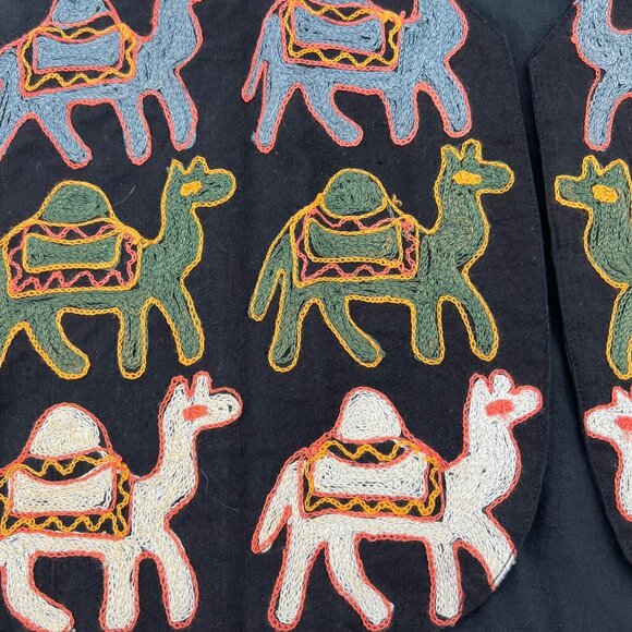 Soho Compagnie Vintage 80s 90s Embroidered Camel Vest Medium Made In India - Picture 2 of 6